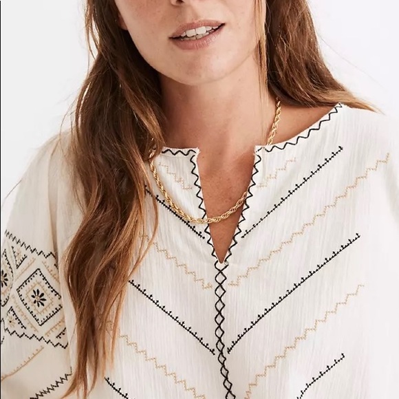 Madewell Embroidered Peasant Top - Picture 4 of 6
